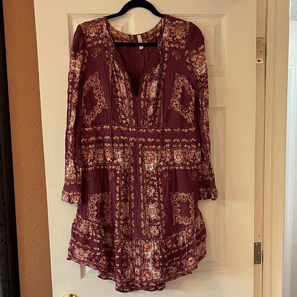 Free People Burgundy Floral Dress